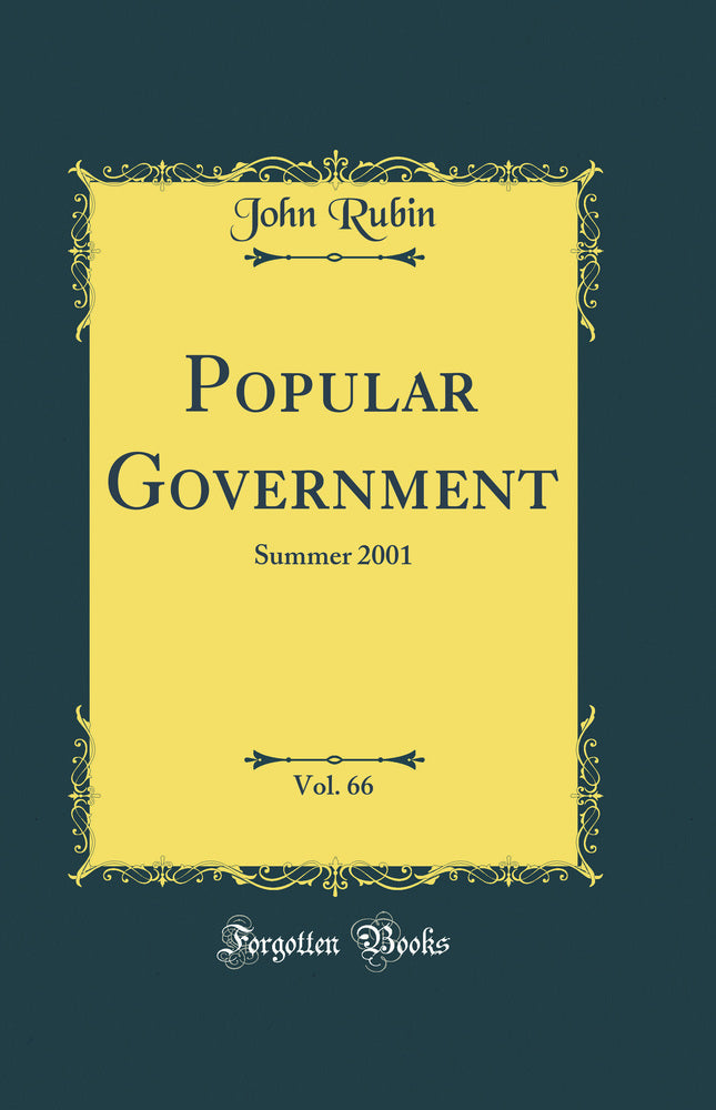 Popular Government, Vol. 66: Summer 2001 (Classic Reprint)