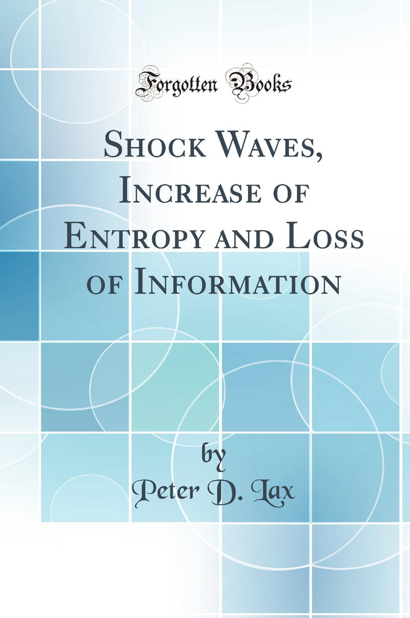 Shock Waves, Increase of Entropy and Loss of Information (Classic Reprint)