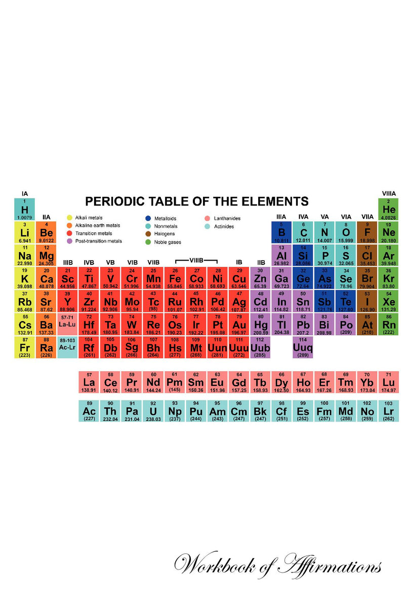 Periodic Table Workbook of Affirmations Periodic Table Workbook of Affirmations: Bullet Journal, Food Diary, Recipe Notebook, Planner, To Do List, Scrapbook, Academic Notepad