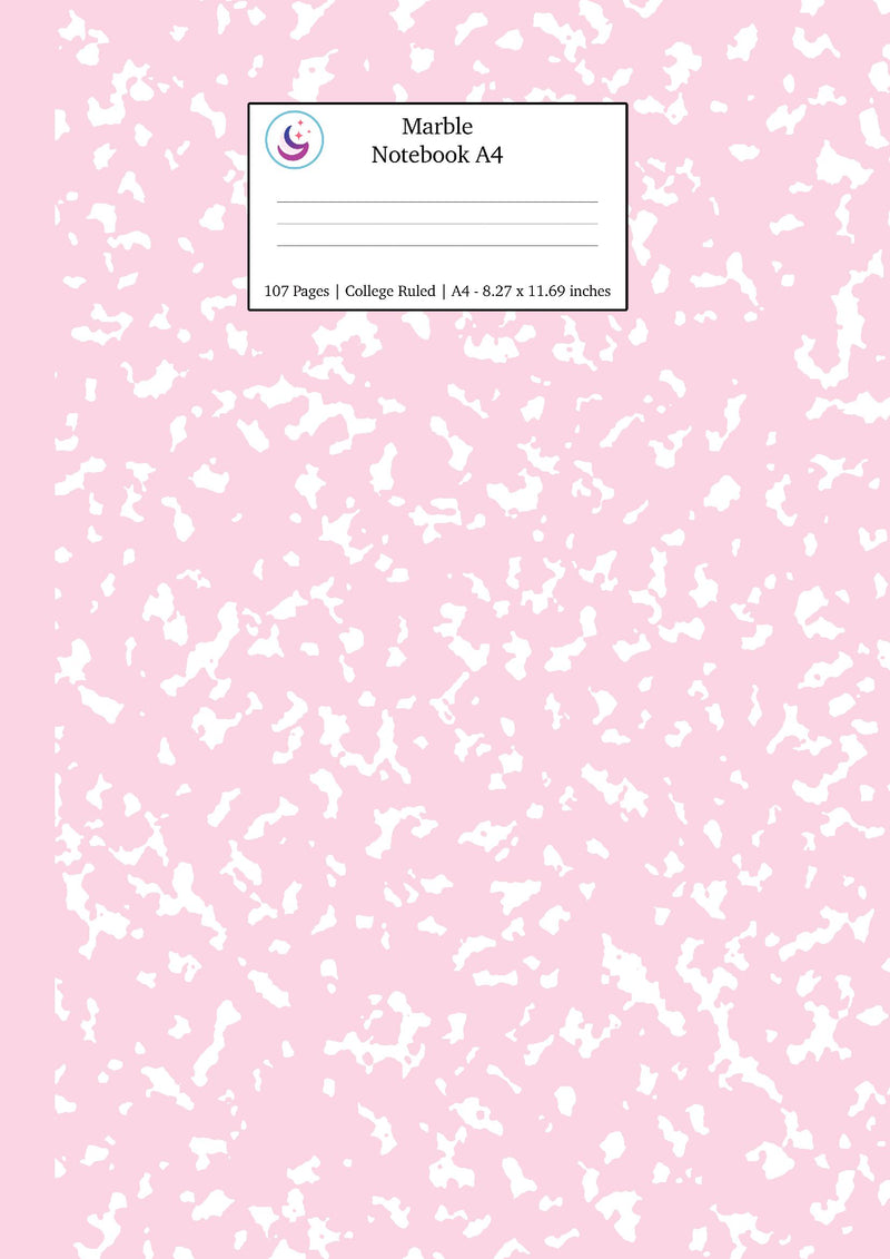 Marble Notebook A4: Pastel Pink College Ruled Journal