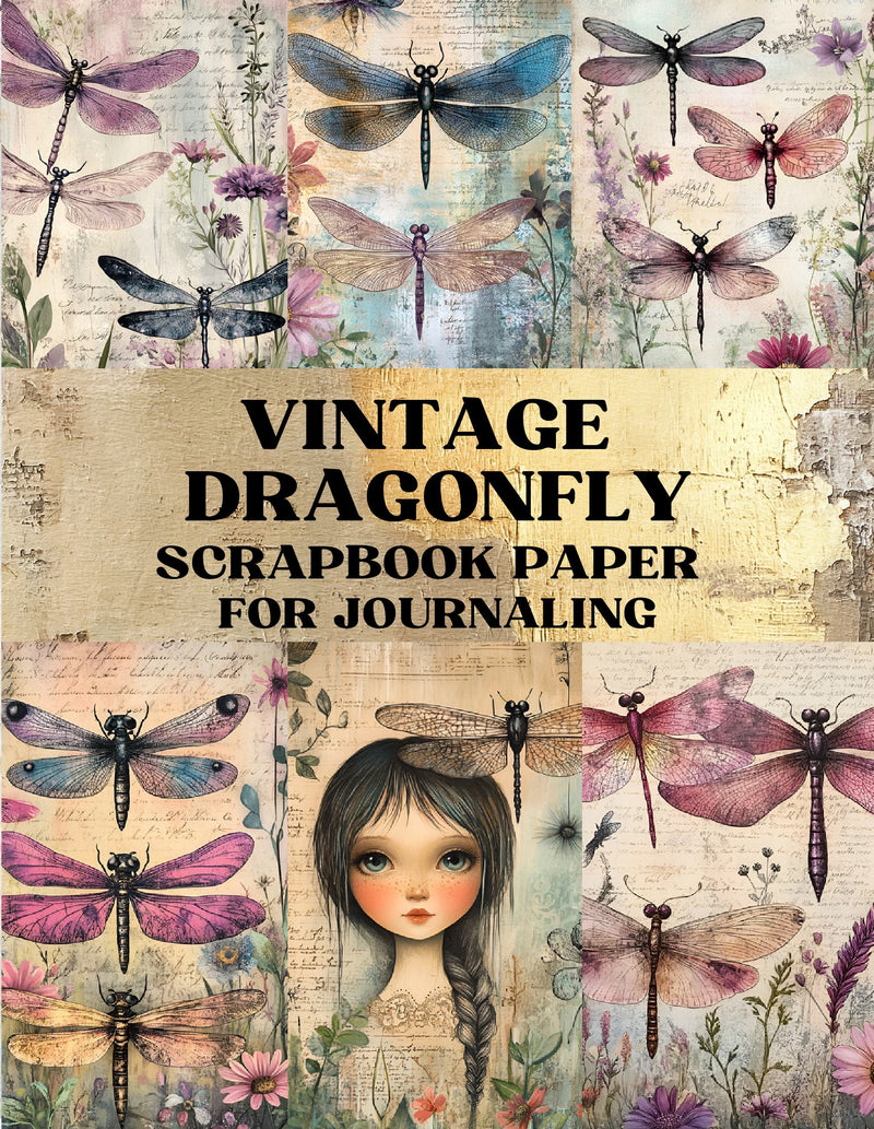 Vintage Dragonfly Scrapbook Paper