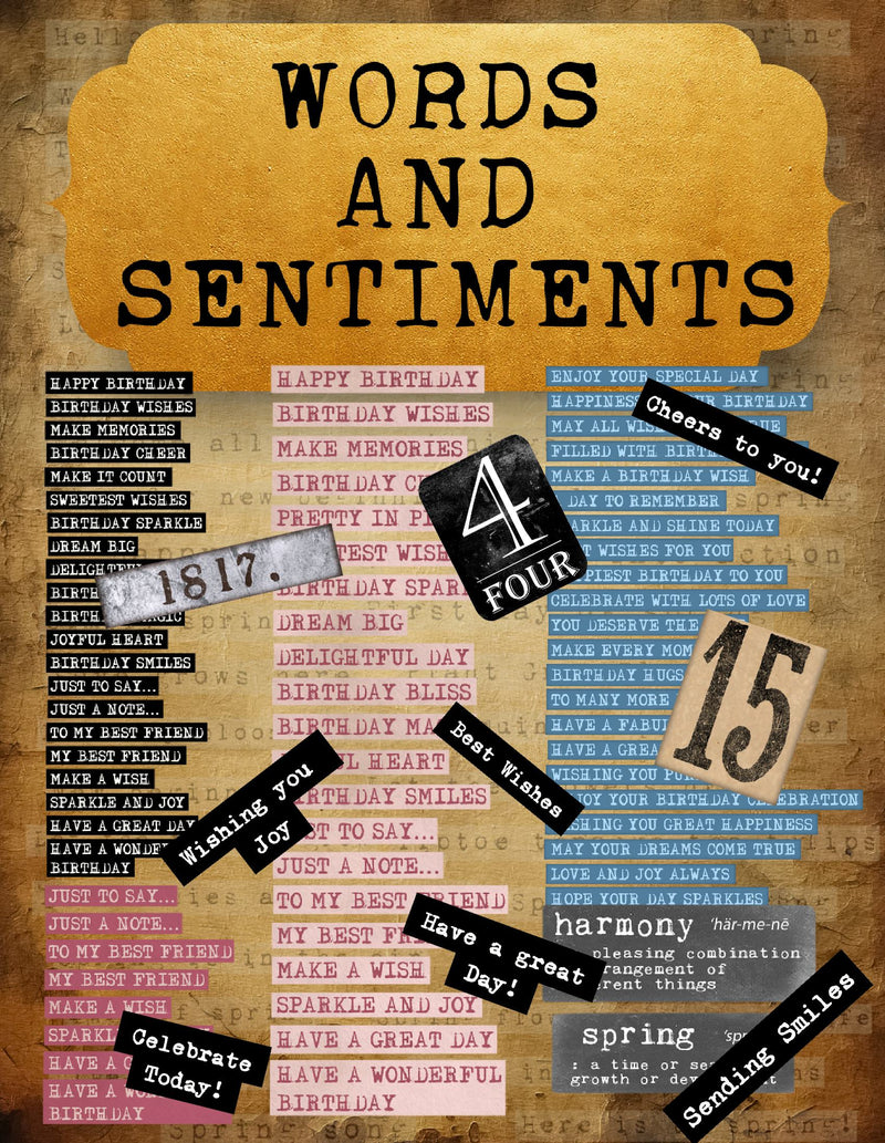 Words and Sentiments Ephemera Book