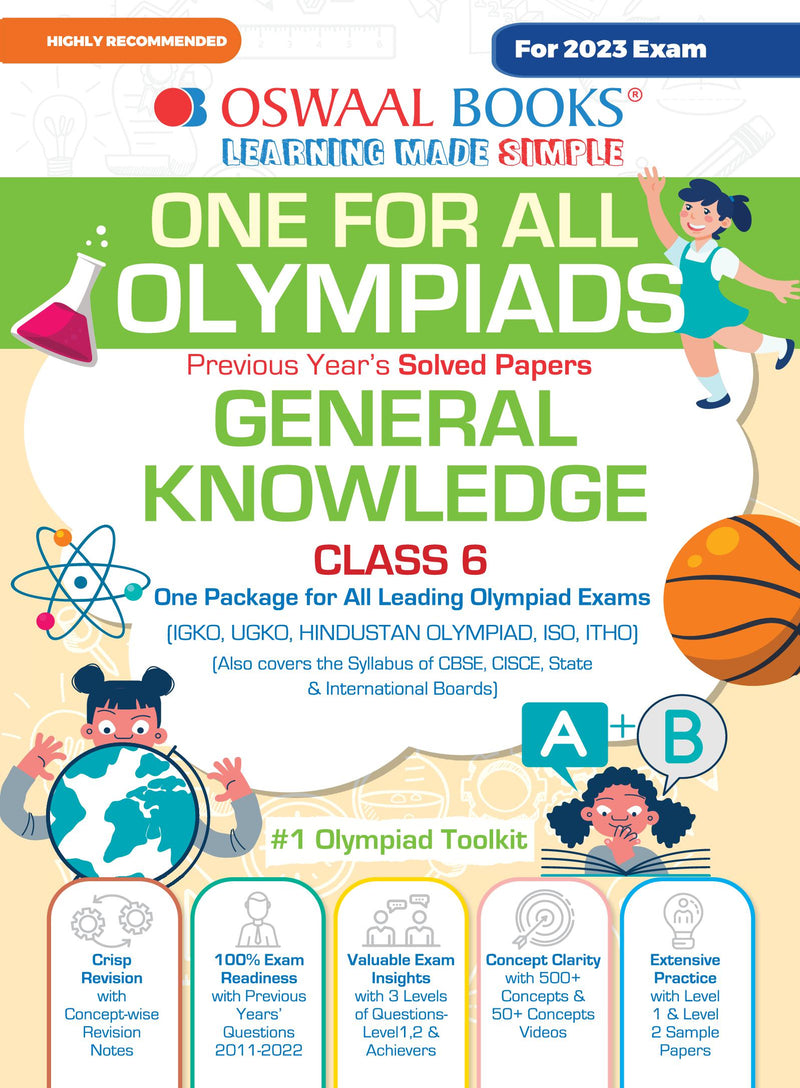 Oswaal One For All Olympiad Previous Years' Solved Papers, Class-6 General Knowledge Book (For 2023 Exam)