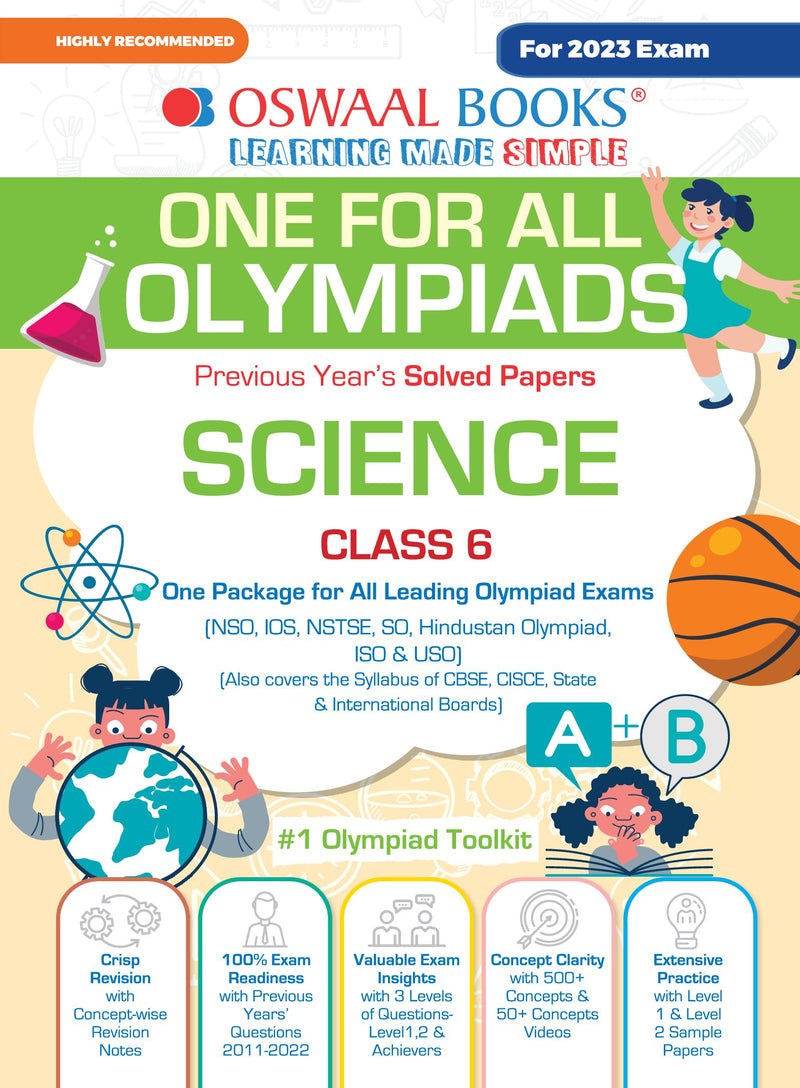 Oswaal One For All Olympiad Previous Years' Solved Papers, Class-6 Science Book (For 2023 Exam)