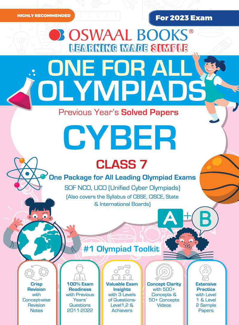 Oswaal One For All Olympiad Previous Years' Solved Papers, Class-7 Cyber Book (For 2023 Exam)