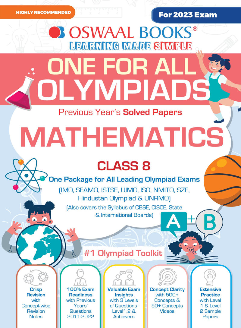 Oswaal One For All Olympiad Previous Years' Solved Papers, Class-8 Mathematics Book (For 2023 Exam)