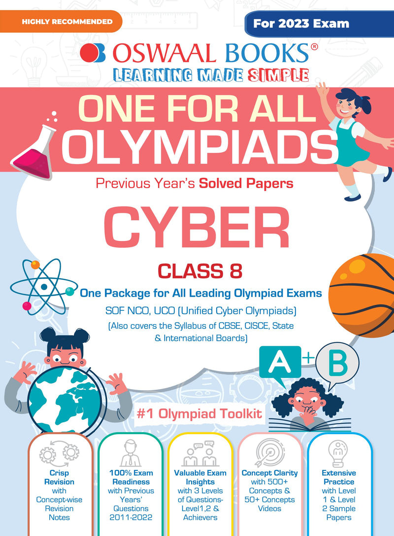 Oswaal One For All Olympiad Previous Years' Solved Papers, Class-8 Cyber Book (For 2023 Exam)