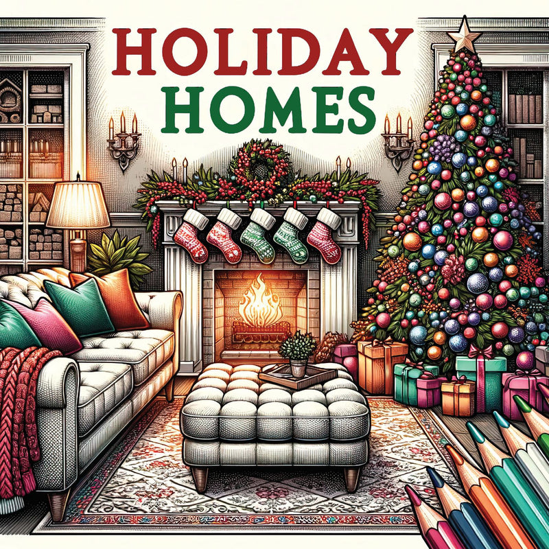 Holiday Homes Adult Coloring Book