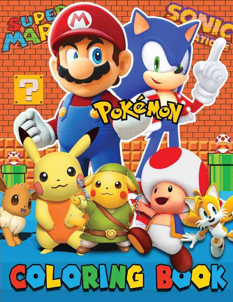 3 IN 1: SONIC-MARIO-POKEMON COLORING BOOK FOR KIDS AND ADULTS.