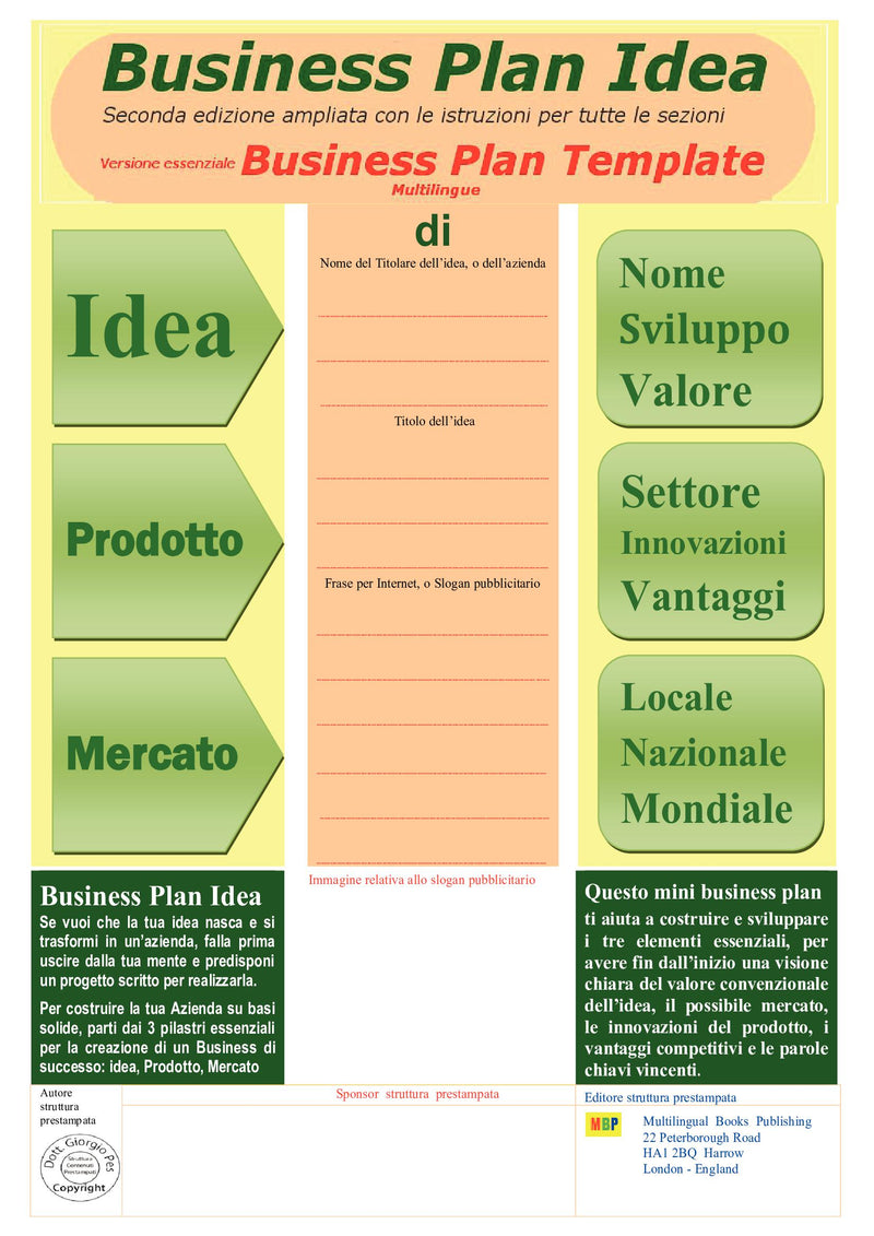 BUSINESS PLAN IDEA Seconda edizione ampliata con le istruzioni per tutte le sezioni