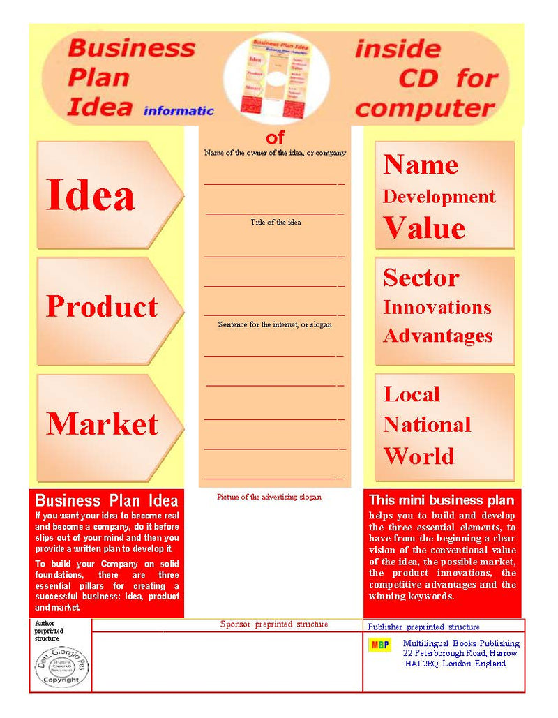 Business Plan Idea informatic, inside CD for computer